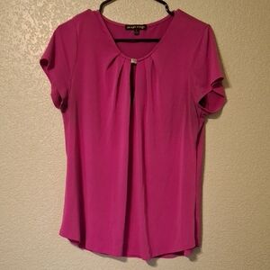 Pink Blouse with Pleated Design and Peter Pan Collar